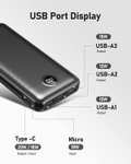 VEEKTOMX Power Bank 30000mAh 20W USB C Zewnętrzna bateria PD3.0 QC3.0 Quick Charge przenośna ładowarka z 4 wyjściami