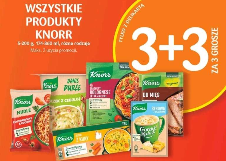 Wszystkie produkty Knorr 3+3 gratis (z Delikartą) - Delikatesy Centrum