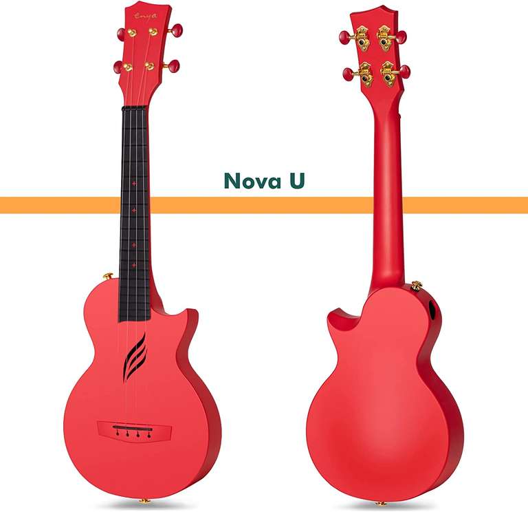 Enya Nova U 58 cm koncertowe ukulele z włókna węglowego z zestawem dla początkujących zawiera lekcje online, etui, pasek, kapo i struny