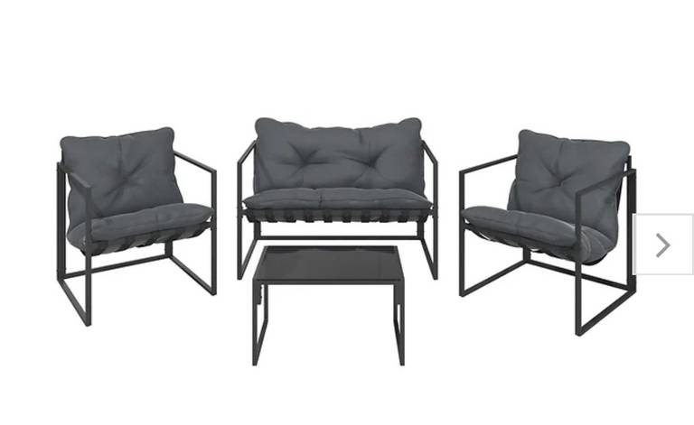 Zestaw mebli ogrodowych stalowych Faro stolik sofa + 2 krzesła z poduszkami