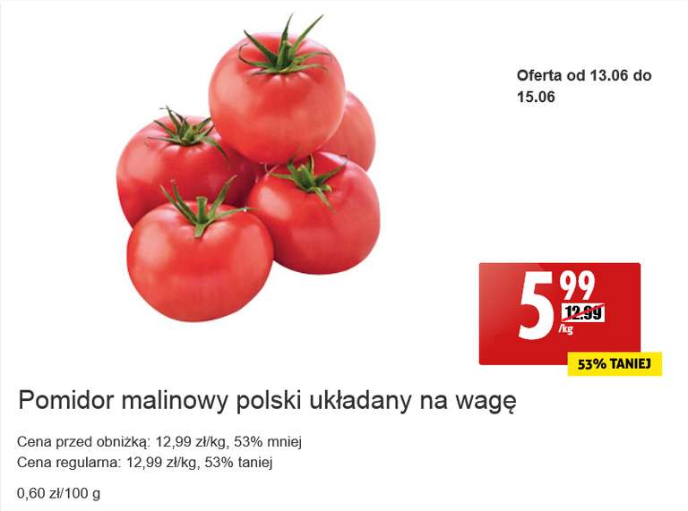Pomidory malinowe kg @Biedronka