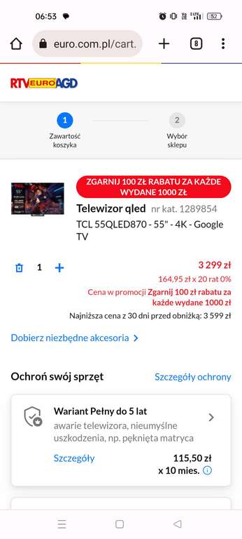 Telewizor TCL 55QLED870 - 55"QLED 4K 144Hz Google TV Full Array Dolby Vision Dolby Atmos HDMI 2.1