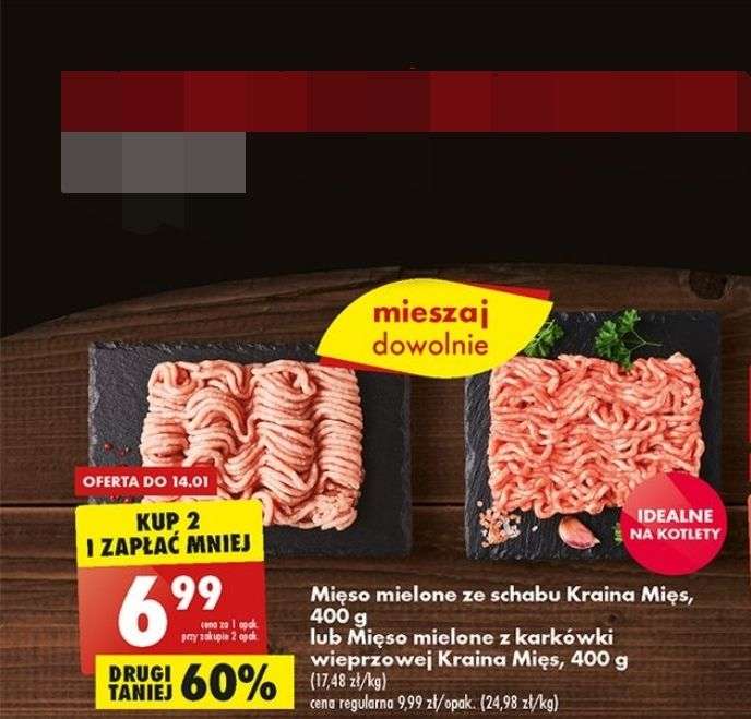 Mięso mielone ze schabu Kraina Mięs,400 g lub Mięso mielone z karkówki wieprzowej Kraina Mięs, 400 g