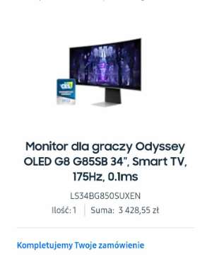 Monitor dla graczy Odyssey OLED G8 G85SB 34" Taniej z kodem dla nowego użytkownika w aplikacji Samsung