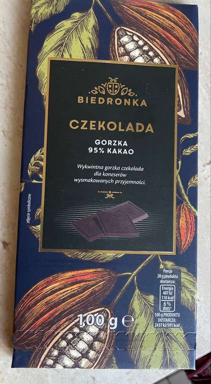 Czekolada gorzka 100 g Biedronka Premium 95% kakao