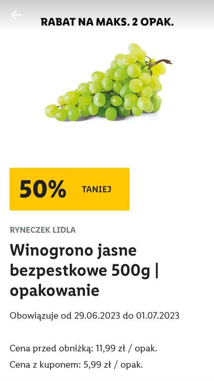 Winogrono jasne bezpestkowe 500g
