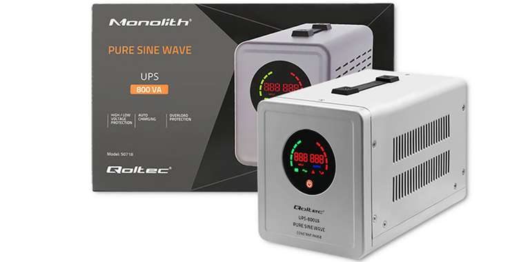 Zasilacz awaryjny Qoltec Pure Sine Wave UPS (800VA/560W)