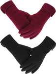 LAMA 2 pary damskich rękawiczek zimowych do ekranów dotykowych, ciepłe pluszowe rękawiczki z podszewką, wiatroszczelne, grube