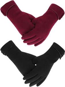 LAMA 2 pary damskich rękawiczek zimowych do ekranów dotykowych, ciepłe pluszowe rękawiczki z podszewką, wiatroszczelne, grube