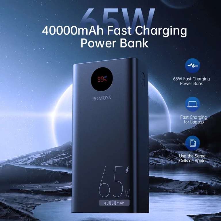Powerbank ROMOSS PD 65W 40000mAh | Wysyłka z FR | $43.16 @ Aliexpress
