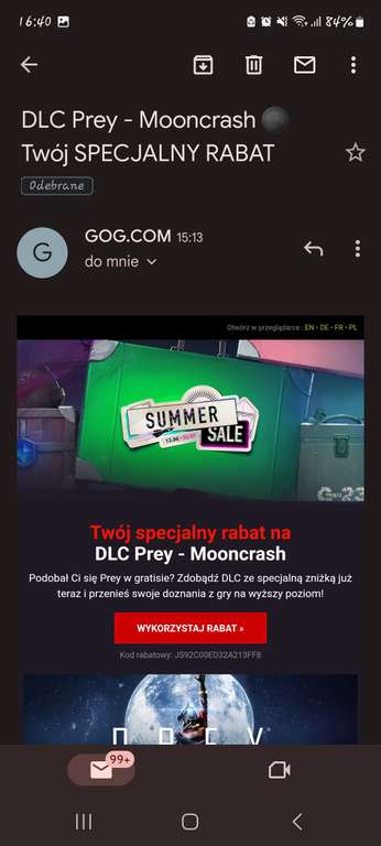 Prey Mooncrash DLC - 20 zł dla subskrybentow newslettera