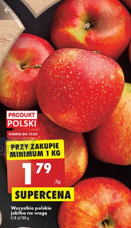 Wszystkie polskie jabłka 1kg (przy zakupie min. 1kg.) @Biedronka