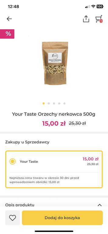 Orzechy nerkowca Your Taste 500g @ InPost Fresh