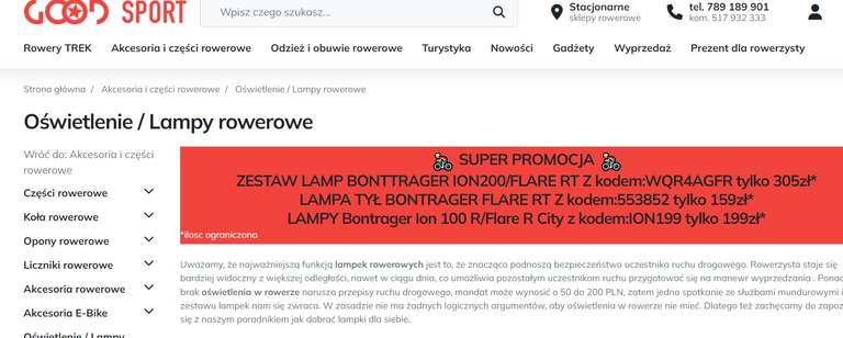 Lampy Bontrager Ion 100 R/Flare R City oświetlenie rowerowe promocja