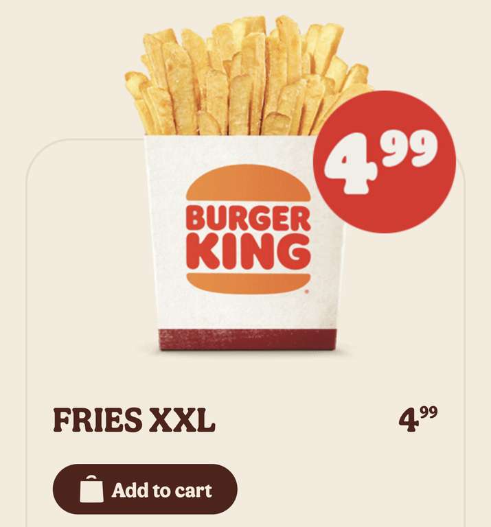 Frytki XXL w Burger Kingu za 4,99