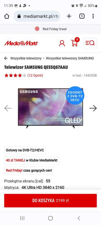 Telewizor Samsung QLED QE55Q67AAU