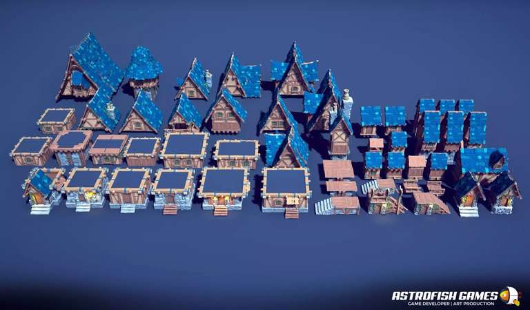 Darmowa paczka w Unity Asset Store - średniowieczna wioska, modularna, 3D
