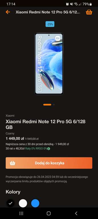 Smartfon Xiaomi note 12 pro 6/128 GB