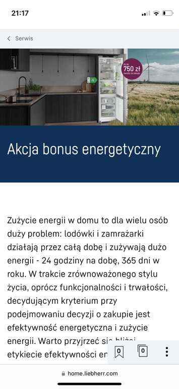 Bonus energetyczny -750,-500,-250 na wybrane produkty LIEBHERR dodatkowo po rejestracji+3lata gwarancji na cały sprzęt i 10lat na sprężarkę