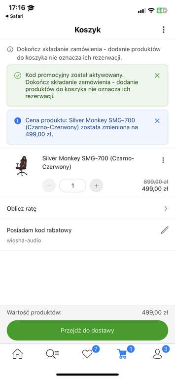 FOTEL Silver Monkey SMG-700 (Czarno-Czerwony) za 499zł