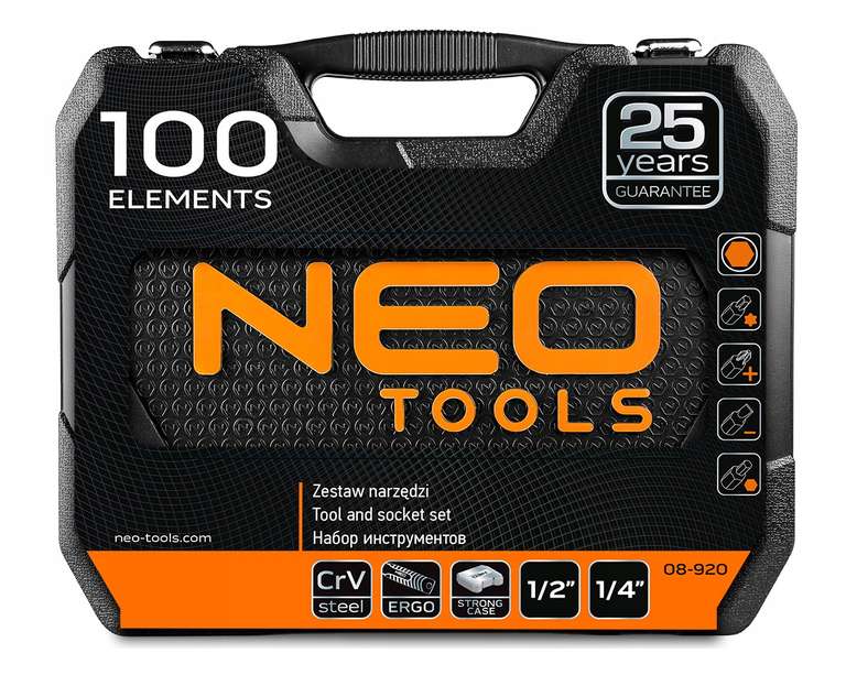 Zestaw narzędzi NEO TOOLS 08-920 100szt (zawartość zestawu w opisie, start 12.03 o 20:00) @ Allegro