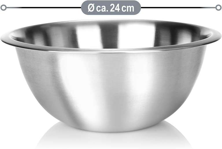 COM-FOUR 3 srebrne miski ze stali nierdzewnej 24 cm