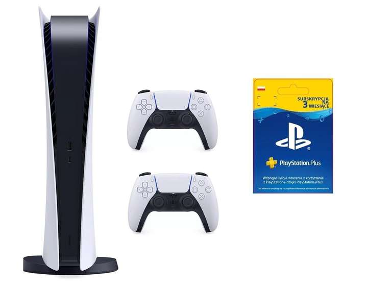 SONY PlayStation 5 Digital Edition B Chassis + Dodatkowy kontroler DualSense + PlayStation Plus 3 mies.