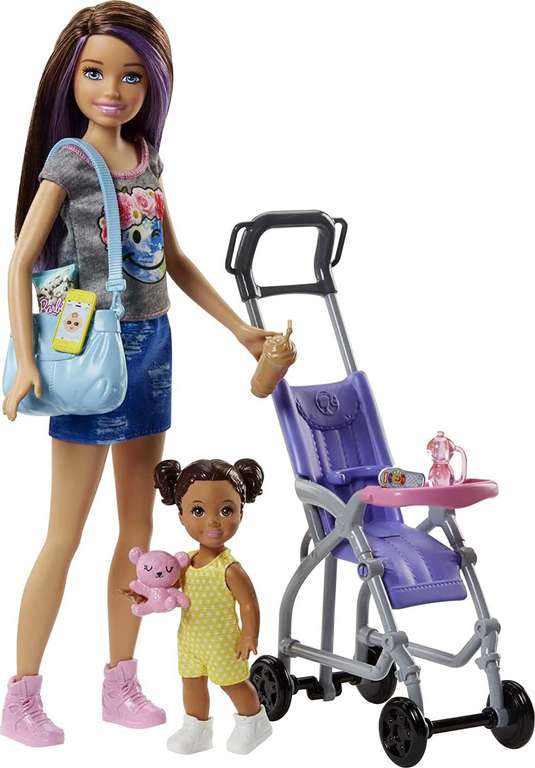 Skipper Barbie opiekunka z wózkiem FJB00
