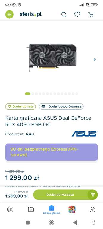 Karta graficzna ASUS GeForce RTX 4060 Dual OC 8GB GDDR6