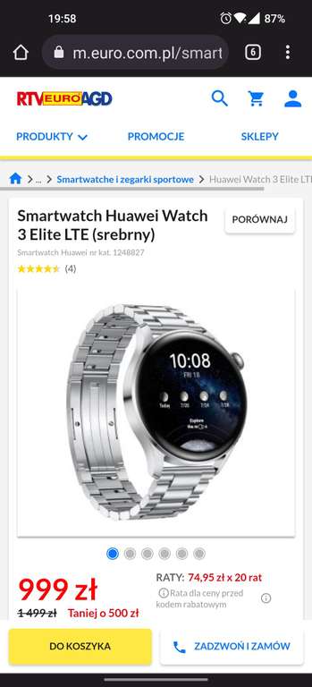 Smartwatch Huawei Watch 3 Elite LTE (srebrny)