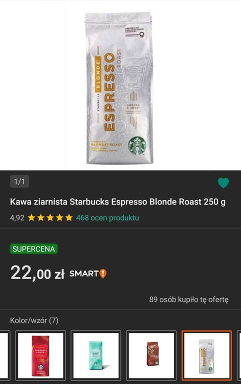 Kawy ziarniste Starbucks Espresso 250 g