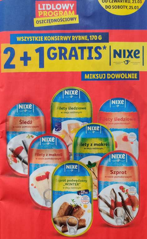 Konserwy rybne NIXE 170g ( 2+ trzeci produkt gratis ). LIDL
