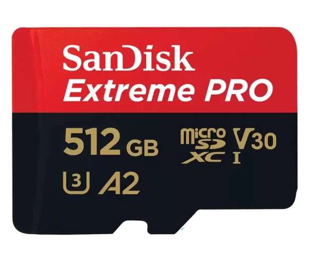 Karta pamięci microSDXC: SanDisk Extreme PRO 512GB (odczyt 200MB/s, zapis: 140MB/s) @x-kom