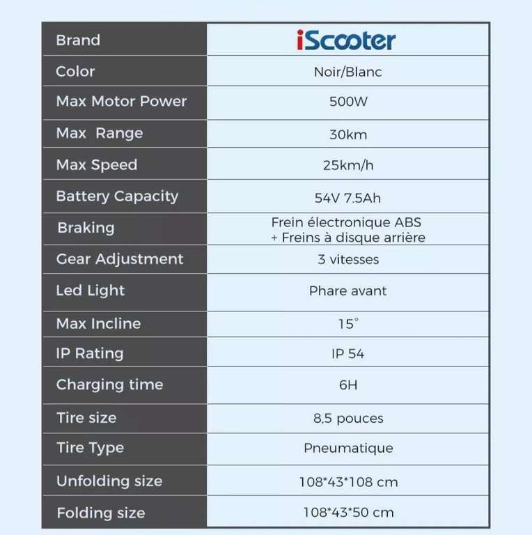 Hulajnoga Elektryczna iScooter i8 500W 7,5ah 25km/h, 210$
