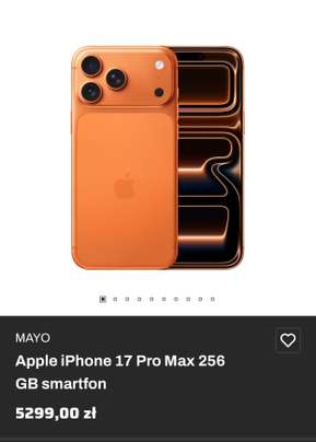 Smartfon Apple iPhone 17 pro max 256 GB pomarańczowy