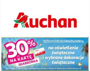 Cashback 30% na konto Skarbonka na wybrane Dekoracje świąteczne i ozdoby choinkowe w sklepach stacjonarnych @ Auchan