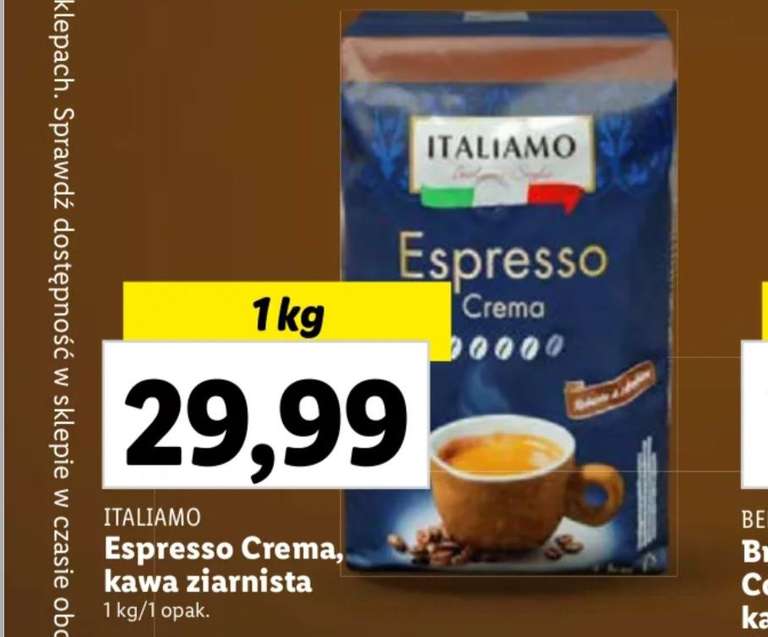 Kawa ziarnista 1kg Italiamo Espresso Crema, Lidl