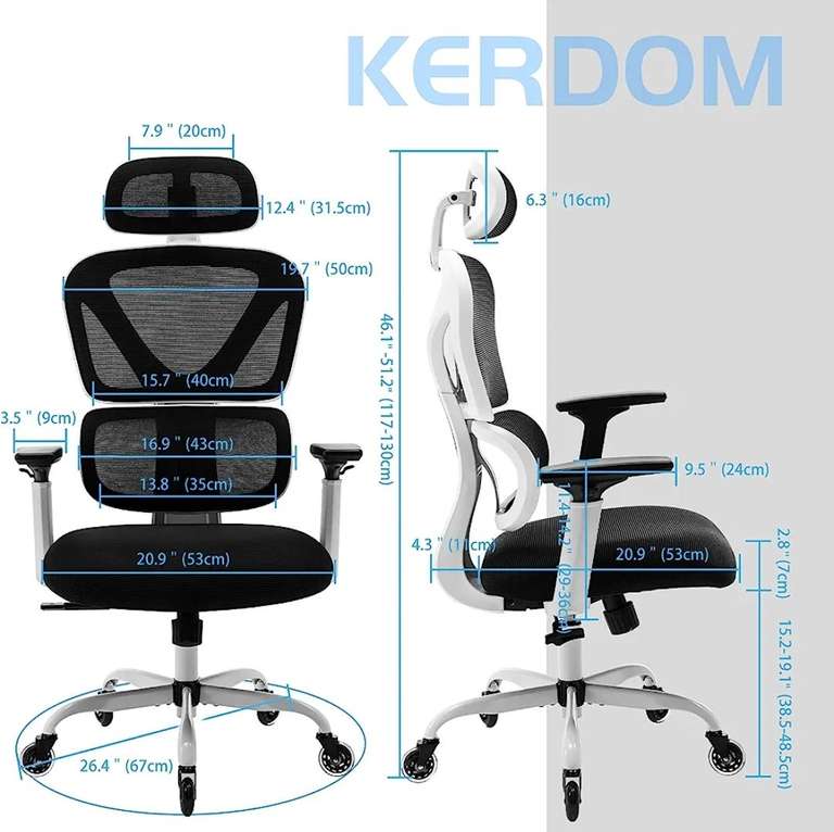 KERDOM 9070 Ergonomiczne krzesło biurowe ($142.80)