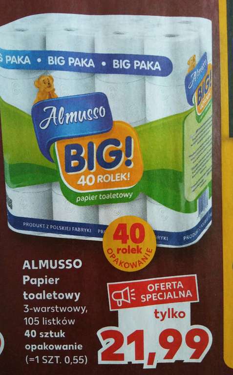 Almusso - papier toaletowy w @kaufland (55 groszy za rolkę)