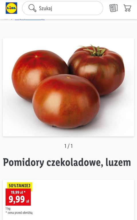 Pomidory czekoladowe 9.99 zł/kg Lidl