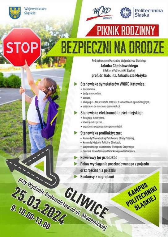 Piknik rodzinny propagujący bezpieczeństwo na drodze, koncerty a także bezpłatne badania profilaktyczne na Politechnice Śląskiej w Gliwicach