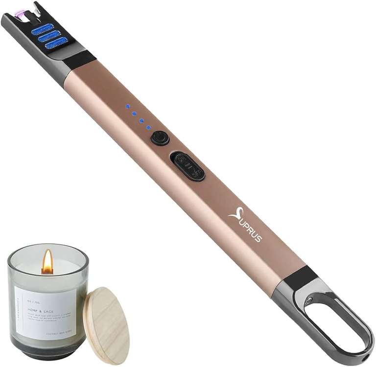 SUPRUS Zapalniczka do świec, elektryczna, wiatroszczelna, bezpłomieniowa, do ponownego ładowania przez USB, z prime dostawa gratis