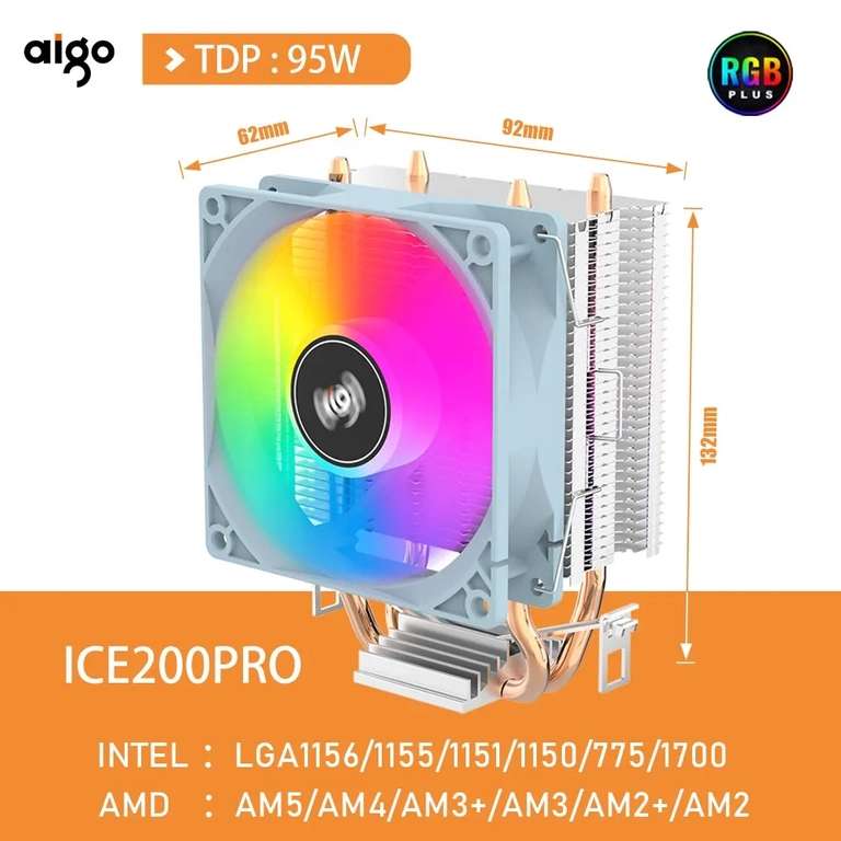 Chłodzenie CPU z wentylatorem RGB Aigo Air US $8.25
