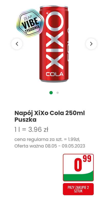 Napój XiXo Cola 250ml - 0,99zł/szt. przy zakupie 2 @Dino