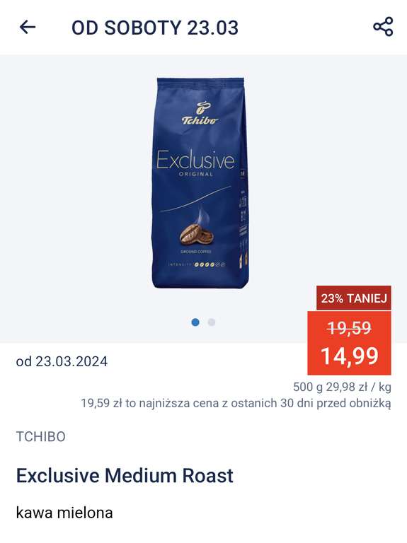 Kawa mielona Tchibo Exclusive Medium Roast 500g Aldi