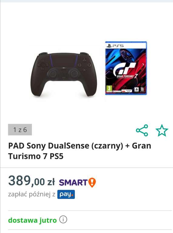 Pad Dualsense czarny PS5 + Gran Turismo 7 PS5