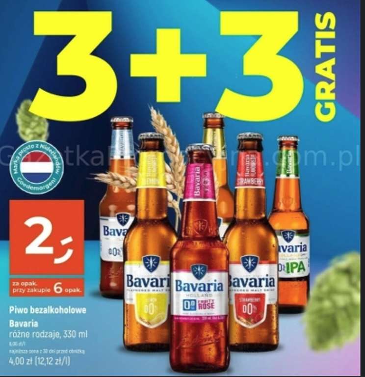 Piwo bezalkoholowe Bavaria 0,33L różne rodzaje 2zł/butelka przy zakupie 6 @Dealz