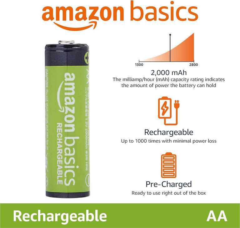 Akumulatorki Amazon Basics AA 2000 mAh, 12 sztuk (4,55 zł/szt)