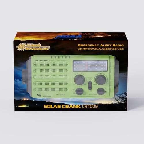 SOLAR CRANK CR1009 - wielofunkcyjne radio z latarką, powerbankiem, korbką do awaryj.zasilania, syreną .... (20,65 EUR + 5,99 EUR dostawa)