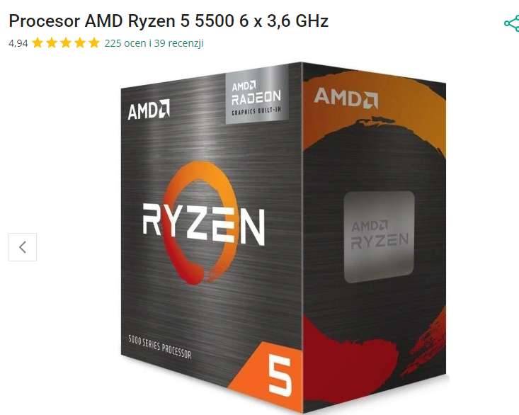 Procesor AMD Ryzen 5 5500 6 x 3,6 GHz